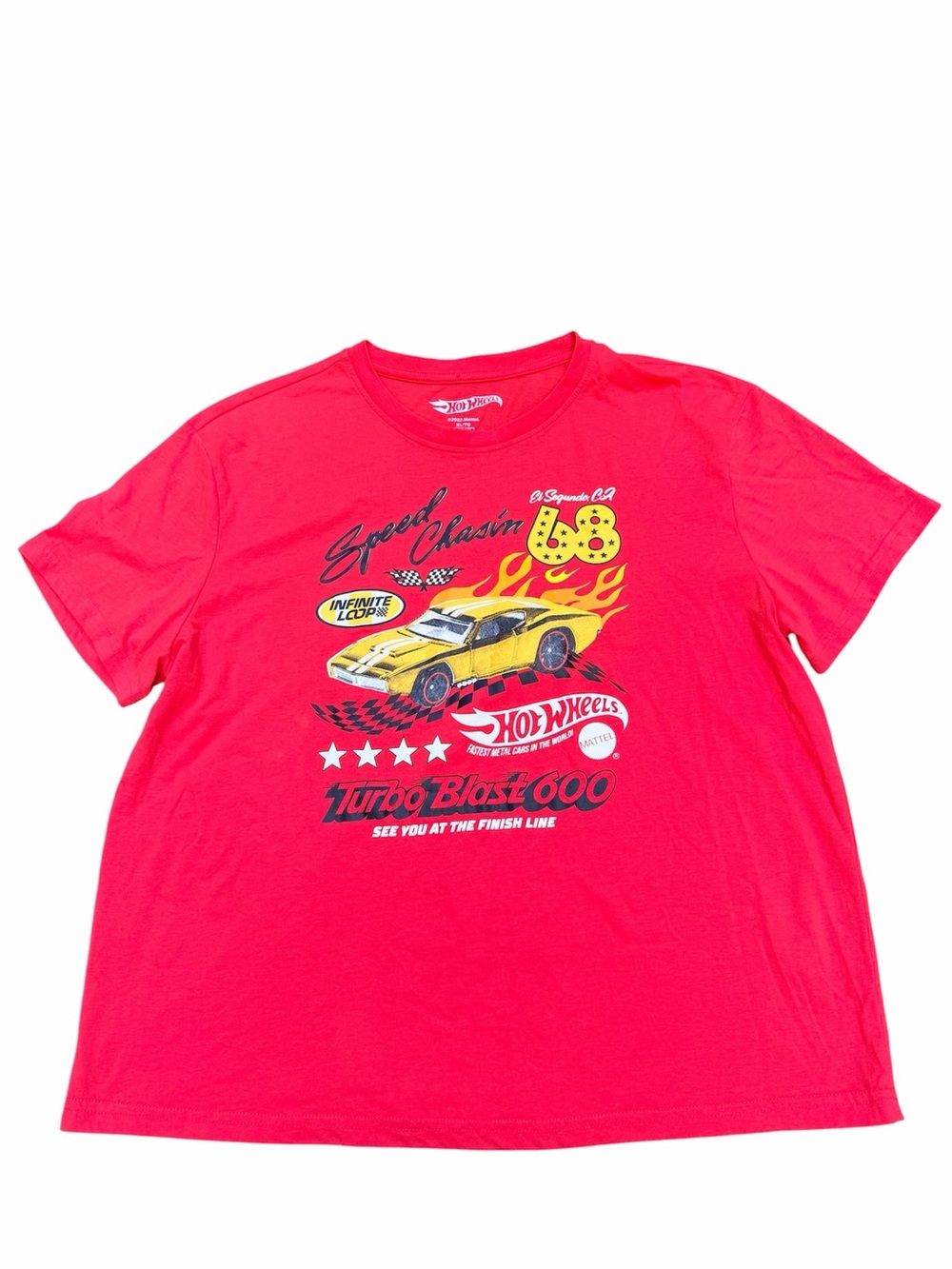 MATTEL HOT WHEELS Turbo Blast 600 Graphic Tee T-Shirt Red Mens Size XL